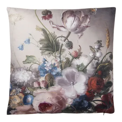 Produktbild von Clayre & Eef Dekokissen 45x45 cm Beige Rosa Synthetisch Quadrat Blumen