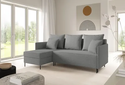 Produktbild von LIKMA Ecksofa ZAVO Grau L-Form 214x142 cm Schlafsofa mit Bettfunktion 202x140 cm 2 Bettkasten Stauraum Polstersofa