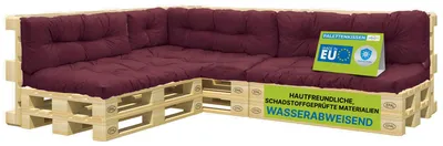 Produktbild von Pillows24 - Palettenkissen wasser- und UV-beständig - 8ER SET | Polster für Europaletten 120x80 - Palettenmöbel - Outdoor/Indoor, Pflaume