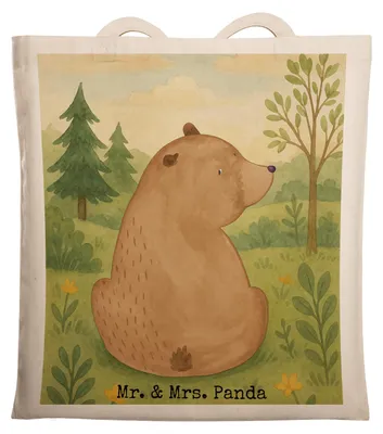 Produktbild von Mr. & Mrs. Panda Tote Bag Bär Schulterblick Design - Weiß - Geschenk, Teddy, Weisheit, Jutebeutel, Motivation, Bären, Schultasche, Einkaufstasche, Laptoptasche