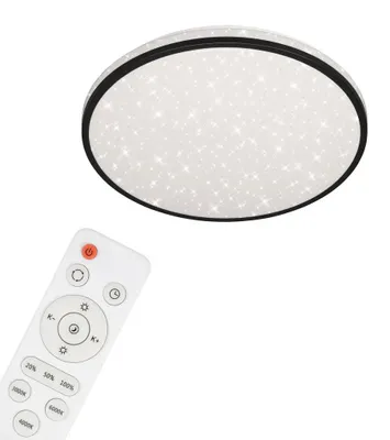 Image de Plafonnier BRILONER LEUCHTEN SKIZO, 24 W, 2600 lm, IP20, noir, plastique, variateur, avec télécommande, CCT, Ø 38 cm
