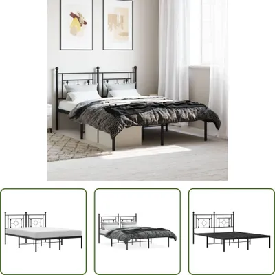 Produktbild von The Living Store Bettgestell mit Kopfteil Metall Schwarz 140x200 cm