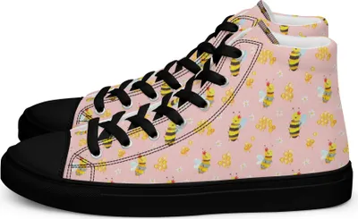 Produktbild von Mr. & Mrs. Panda Damen Sneaker Black Edition Biene Happy Größe 40 1/2 - Rosa - Geschenk, Schwarz, Schwarze, Schwarzer, Sneakers, für