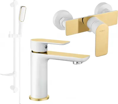Produktbild von Mexen Alfa DF49 Brausegarnitur, Weiß/Gold - 745704DF49-25