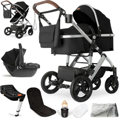 Produktbild von Bergsteiger Nizza 3 in 1 Kinderwagen, Kombikinderwagen Komplettset, Babywanne & Buggy Sportsitz inklusive, Auto-Babyschale & Isofix Station optional