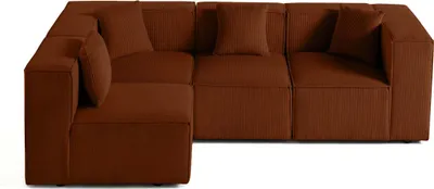 Image de Lisa Design Arty - canapé modulable d'angle gauche 4 places - en velours côtelé , Terracotta