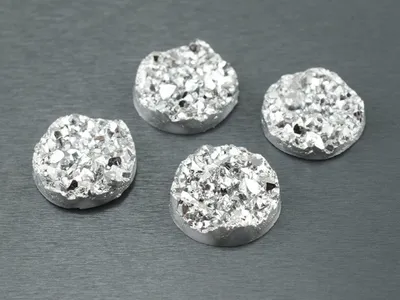 Produktbild von Vintageparts 4 Eiskristall-Cabochons in Silber, 12 mm