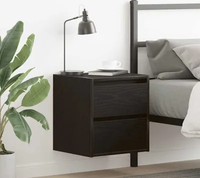 Produktbild von vidaXL Wand-Nachttische 2 Stk. Schwarz Eichen-Optik 38x34x40 cm