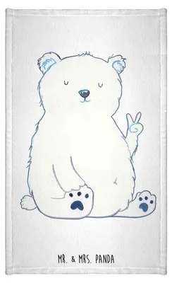 Produktbild von Mr. & Mrs. Panda Handtuch Eisbär Faul - Weiß - Geschenk, Gäste-WC, Arbeit, Bürojob, Baumwollhandtuch, Büro, Homeoffice, Frotteehandtuch, Teddy, Klein, Bär, baumwolle