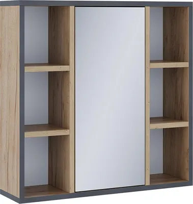 Obrázok produktu pre Kúpeľňová zrkadlová skrinka Vicco Stephan Dub Goldkraft 60 x 59.2 cm S policami a zrkadlovými dverami, Model 56211