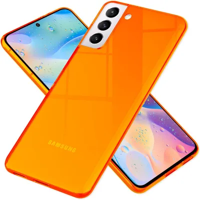 Produktbild von NALIA Klare Neon Silikonhülle für Samsung Galaxy S21 FE, Durchsichtig Bunt Leuchtend Anti-Gelb Vergilbungsfrei, Robuste Handyhülle Schutzhülle Orange