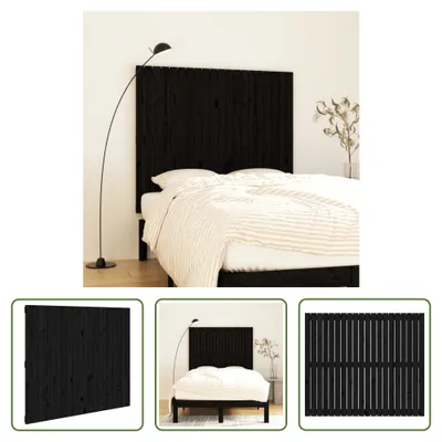 Image de The Living Store Tête de lit murale noire 127,5x3x110 cm Pin massif