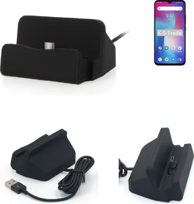 Produktbild von K-S-Trade Docking-Station kompatibel mit UMIDIGI Power Ladestation Dock Ladegerät Docking Station Tischständer Ständer inkl. USB Typ C Kabel