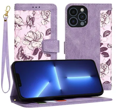 Produktbild von Techsuit FlipCraft Book Wallet Klapphülle mit Kabel für Apple iPhone 13 Pro Max - Mysterious Purple