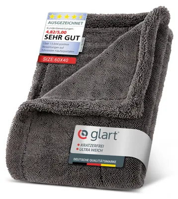 Produktbild von Glart 44TW6 Auto Trockentuch XXL 60x40 cm, Mikrofasertuch grau, kratzfrei