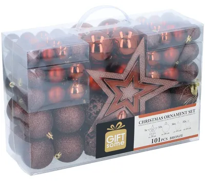 Image de Giftsome 101 Boules de Noël en bronze Set de décoration Ø3/4/6 cm Incassable pour intérieur & extérieur