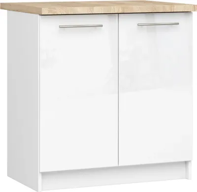 Obrázek produktu pro Akord Kuchyňská skříňka Oliwia 2-dveřová s bílou/lesklou deskou 80x46x85