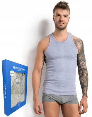 Zdjęcie produktu dla Henderson Unterhemd T-Shirt 100% Baumwolle Tank Top 1480 - Grau - M