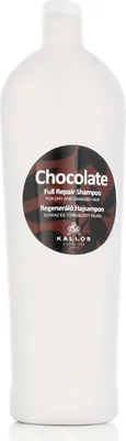 Obrázek produktu pro Kallos Chocolate Full Repair Shampoo, 1000 ml, Šampon, Neprofesionální, Ženy, Poškozené vlasy, Suché vlasy, Oprava, Lesklý