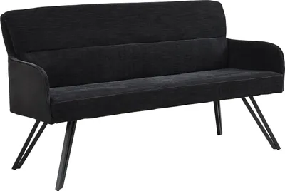 Produktbild von byLIVING Bank TINO / Webstoff und Mikrofaser Bezug und Gestell in schwarz / Aufgedoppelter Rücken / Küchenbank, Sitzbank, Esszimmerbank / B 160 x H 94 x T 67 cm