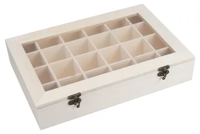 Produktbild von Ideen mit Herz Holz-Box mit 24 Fächern und Deckel inkl. Sichtfenster | Holz-Kiste, Aufbewahrungskiste, Organizer | 30 x 20 x 5,5 cm