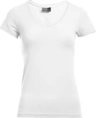 Produktbild von Slim-Fit V-Ausschnitt T-Shirt Damen, Weiß, L