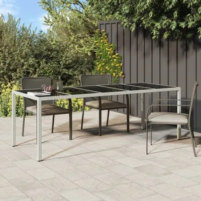 Produktbild von Gartentisch Weiß 250x100x75 cm Poly Rattan und Hartglas - Gartentische CC22056