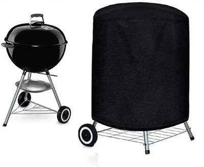 Produktbild von Rund Grillabdeckung - 58x77 cm - Wasserdichte Grillabdeckung - Staubdicht und wetterfest - 210D Oxford-Gewebe - mit Kordelzug - schwarz