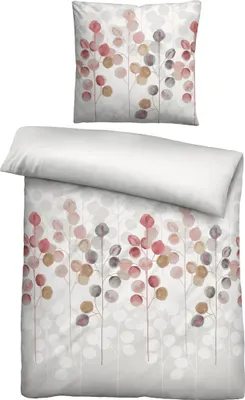Produktbild von biberna Seersucker Bettwäsche 0026722 STILISIERTE PFLANZE color: taupe, size: 1x 155x200 cm + 1x 50x80 cm