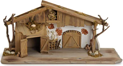 Produktbild von Große XXL Holz Weihnachtskrippe 60 cm als Tischdeko Fensterdeko