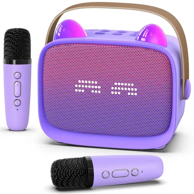 Produktbild von Kinder-Karaoke-Maschine mit 2 Mikrofonen, Mini-Karaoke-Lautsprecher als Geschenk für Mädchen, Musikspielzeug für Kinder von 3-12 Jahren