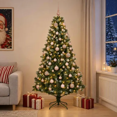Obrázek produktu pro Umělý vánoční stromek s ozdobami, výška 210 cm, 300 LED diod