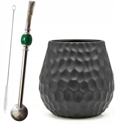 Zdjęcie produktu dla Zestaw Matero Ceramiczne do Yerba Mate "Plaster Miodu" / Bombilla