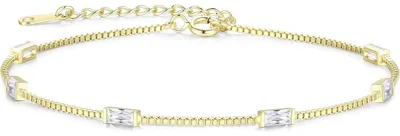 Immagine prodotto di Bracciale da donna in argento sterling 925, placcato in oro 14 carati, con zirconi, regolabile, lunghezza 17+4,5 cm