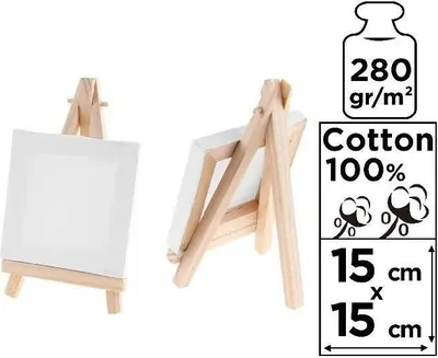 Zdjęcie produktu dla Podobrazie mini 15x15cm 280G/m2 + sztaluga