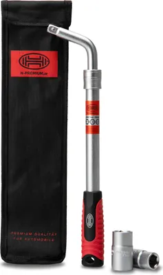 Produktbild von HEYNER® Radmutternschlüssel Teleskop 35–53 cm, Multi-Size 17/19 & 21/23 mm, Chrom-Vanadium, 50 % mehr Hebelkraft, mit Rastfunktion & Tasche, für PKW & SUV
