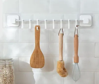 Produktbild von Famanu Hakenleiste für Küchengeräte - Selbstklebend - Weiß - 8 Haken