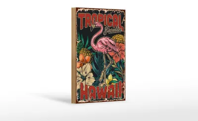 Produktbild von Holzschild Retro 12x18cm Hawaii Tropical Paradise Alkohol
