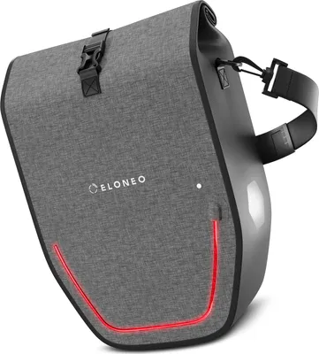 Produktbild von ELONEO Fahrradtasche für Gepäckträger mit LED Licht, 20L - 100% wasserdicht mit Tragegriff und Schultergurt, Fahrradtasche Gepäckträger, Fahrrad Gepäckträgertasche, grau