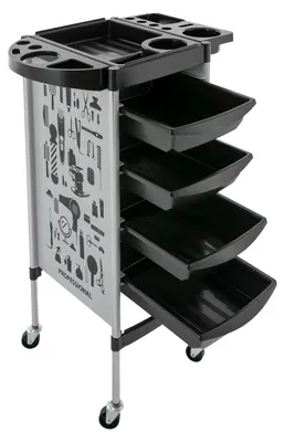 Image de Chariot de coiffure - Chariot de salon - 5 étagères - 4 tiroirs - Métal - Capacité de charge de 15 kg par étagère - 38 x 88 cm - Blanc