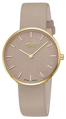Produktbild von Boccia Damen Armbanduhr Style 3387-01 Titan goldplattiert Lederband beige