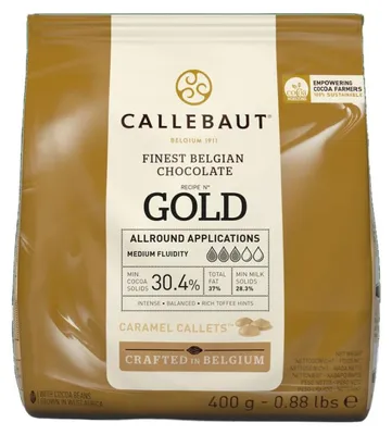 Obrázok produktu pre Callebaut GOLD caramel chocolate couverture, callets 400 g, čokoláda na pečenie, čipsy