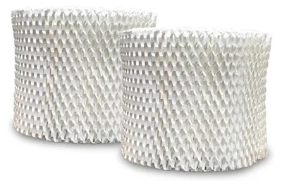 Two white humidifier filters are shown side-by-side against a white background.