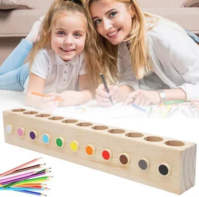 Immagine prodotto di Portamatite in legno massello con 11 scomparti - Organizer per matite, pastelli, pennelli, valigetta in legno per scuola, ufficio e casa