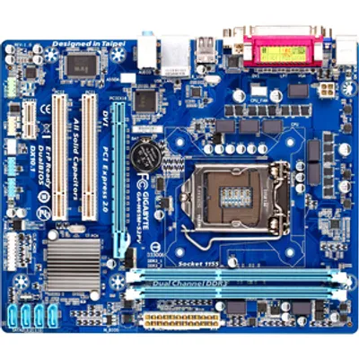 Produktbild von GIGABYTE GA-H61M-S2PV, Intel, LGA 1155 (Socket H2), Intel® Celeron®, Intel® Pentium®, DDR3-SDRAM, 16 GB, DIMM