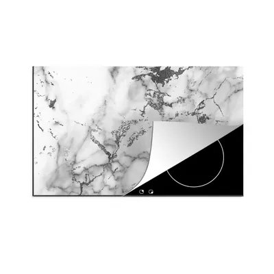 Produktbild von KitchenYeah© Herdabdeckplatte Marmor - Grau - Textur , 91x52cm, Küche Deko, Glaskeramikkochfeld Herdabdeckung, Abdeckplatte fùr Kochfeld