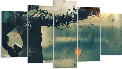 Produktbild von Bild auf Leinwand - Leinwandbild - Zukunft Waffe künstlerisch - 160x85cm - Wand Bild - Wanddeko - Leinwanddruck - Bilder - Kunstdruck - Wanddekoration - Leinwand bilder - Wandkunst - EA160x85-3196