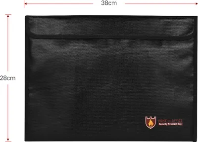 Produktbild von Feuersichere Dokumententasche Silikon beschichtet Feuerbeständig Geld Aktenordner Halter Organizer Sichere Aufbewahrung für Büro Haus Bank Karten Reisepass Wertsachen Schmuck Bargeld