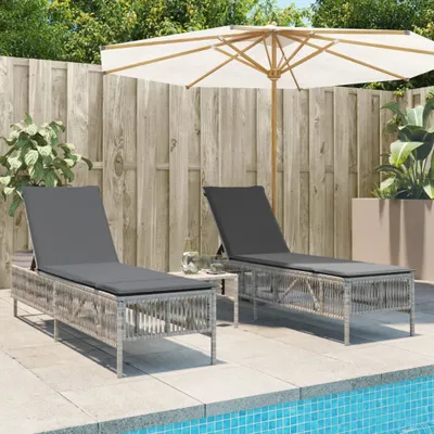 Produktbild von Maison Exclusive - Sonnenliegen mit Auflagen 2 Stk. Hellgrau Poly Rattan