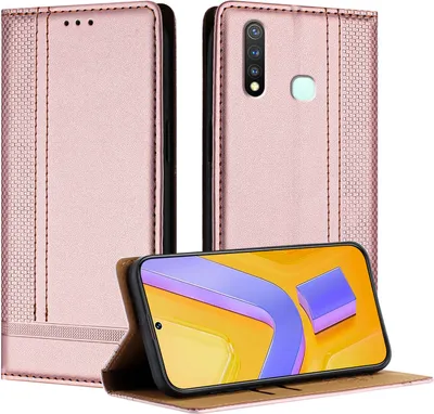 Produktbild von Handyhülle für Vivo Y19 Leder Flip Klappbare Schutzhülle mit Standfunktion Pink